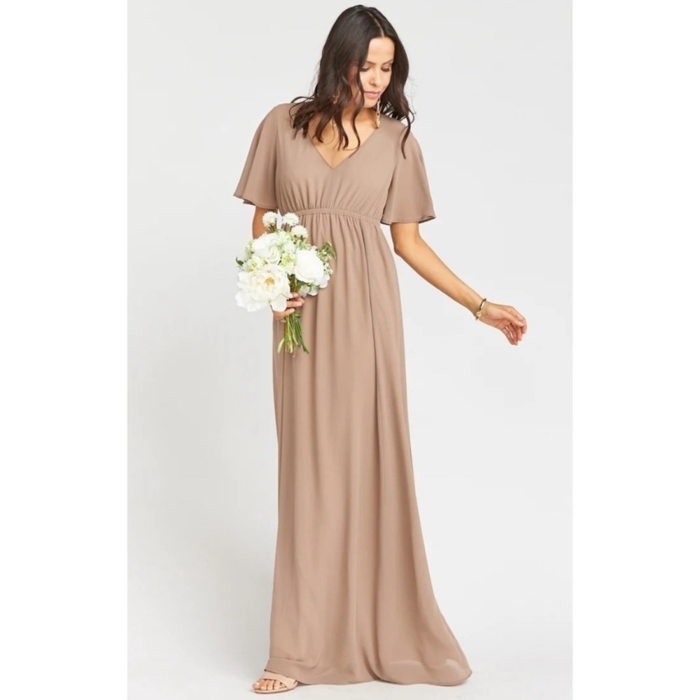 NWT Show Me Your Mumu Emily Empire Maxi Dress – Dune Chiffon, XS